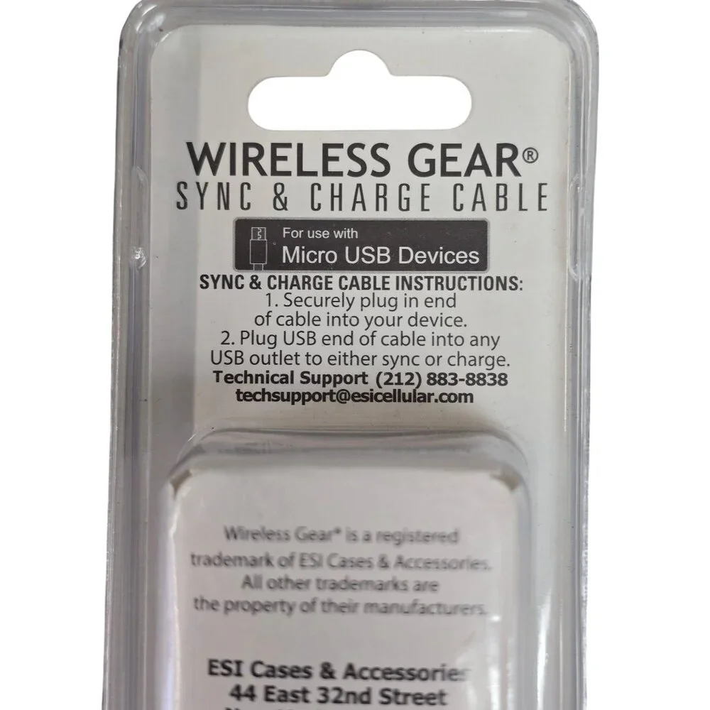 Wireless Gear 6 Ft Sync & Charge Micro USB Cable With Micro Connector